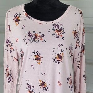 LOFT Women's 3/4 Sleeve Pink Floral Lightweight Shirt Sz Medium Ann Taylor